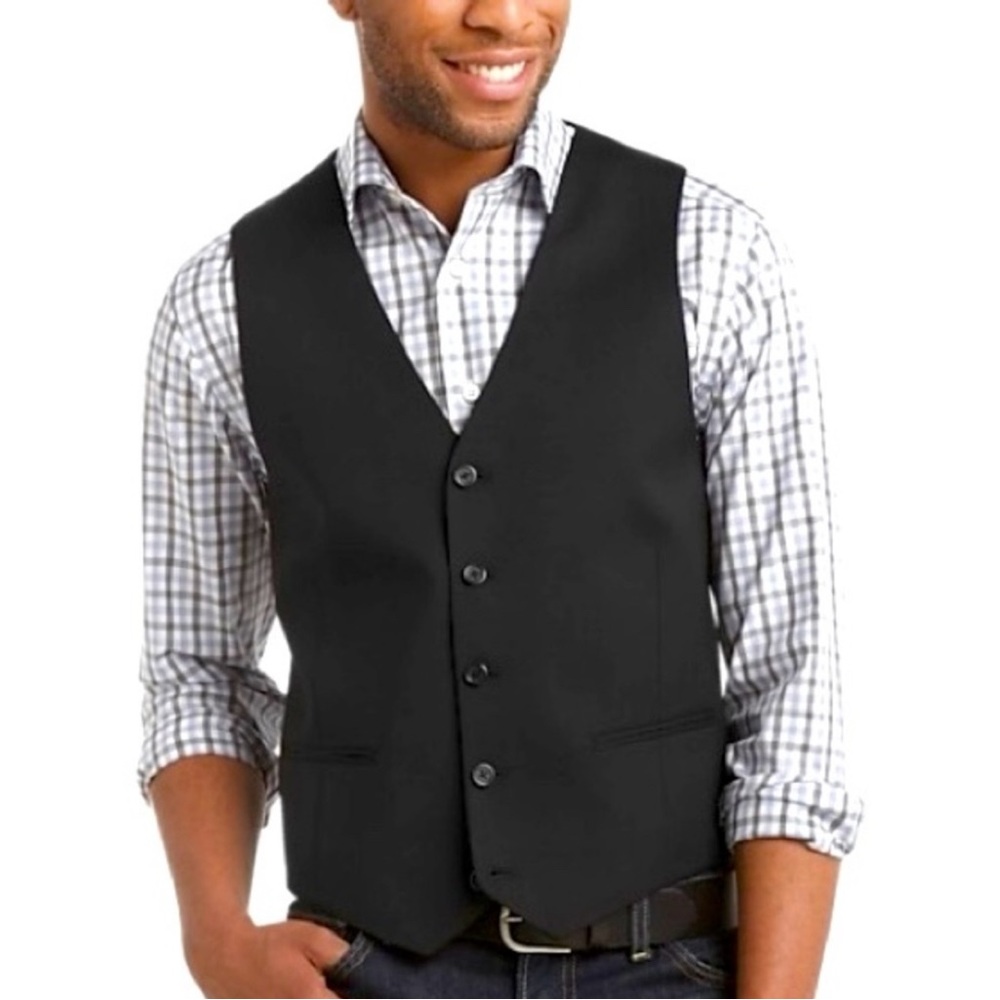 Egara Black Slim Fit Vest Sz Small